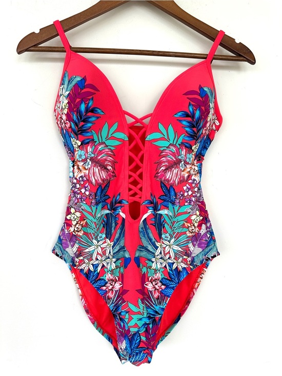 Kenneth Cole Other - Kenneth Cole Pink & Blue Floral One-Piece Swimsuit with Lattice Front
